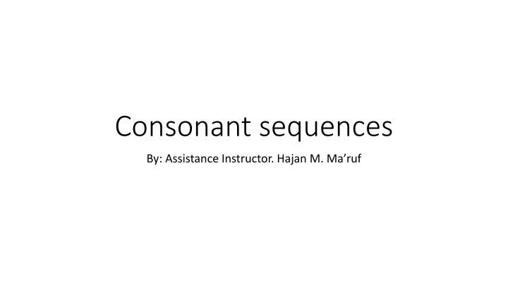 Consonant Clusters in English