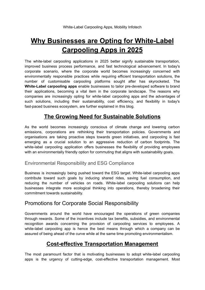 white label carpooling apps mobility infotech n.w