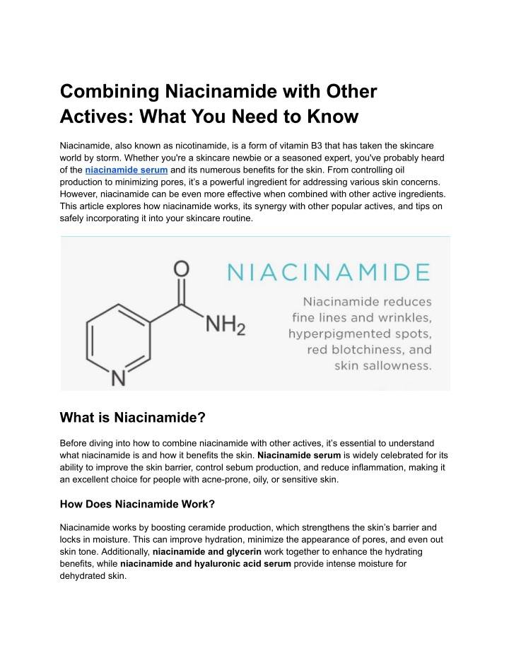 combining niacinamide with other actives what n.w
