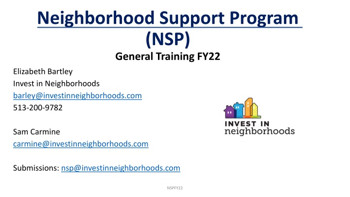 Neighborhood Support Program (NSP) Overview