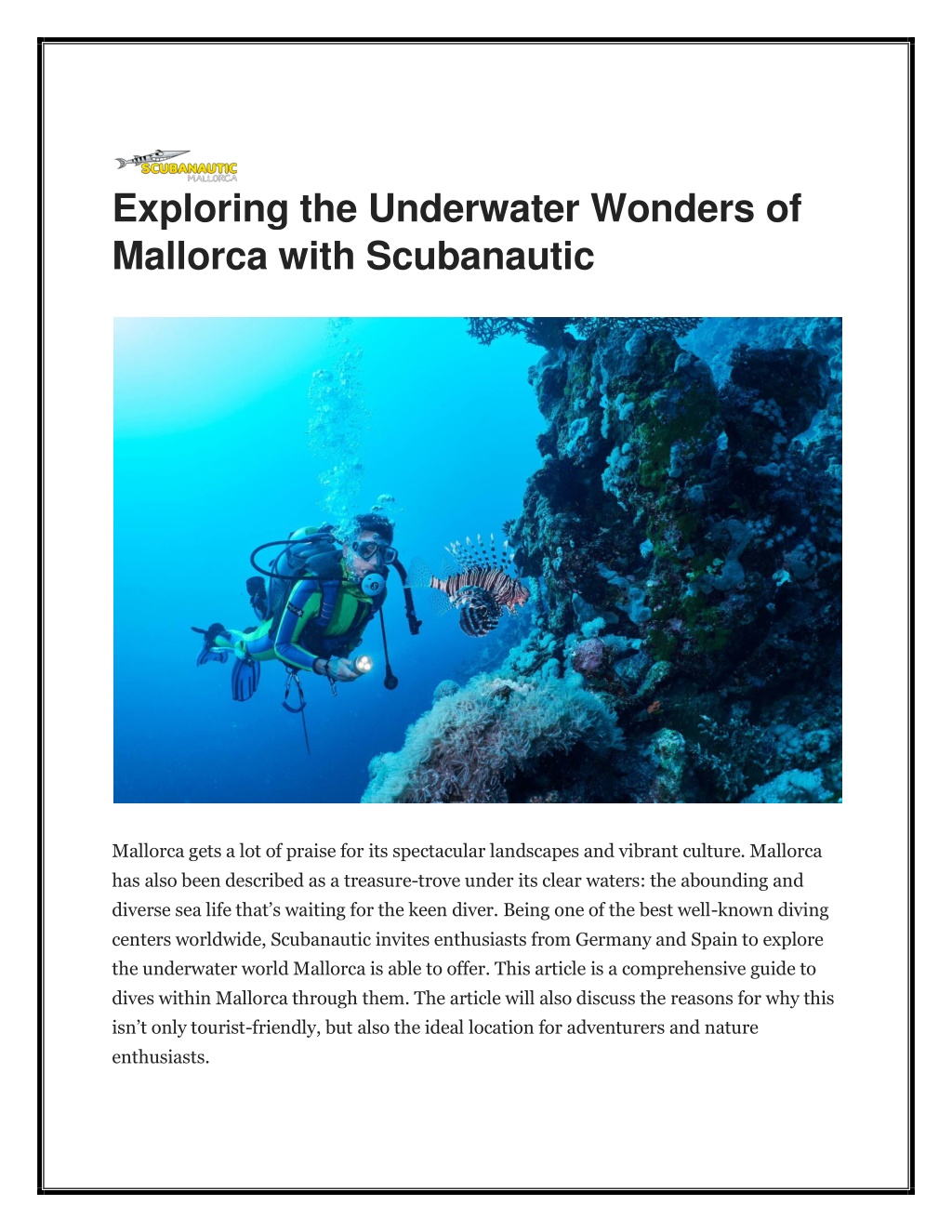 exploring the underwater wonders of mallorca with l.w