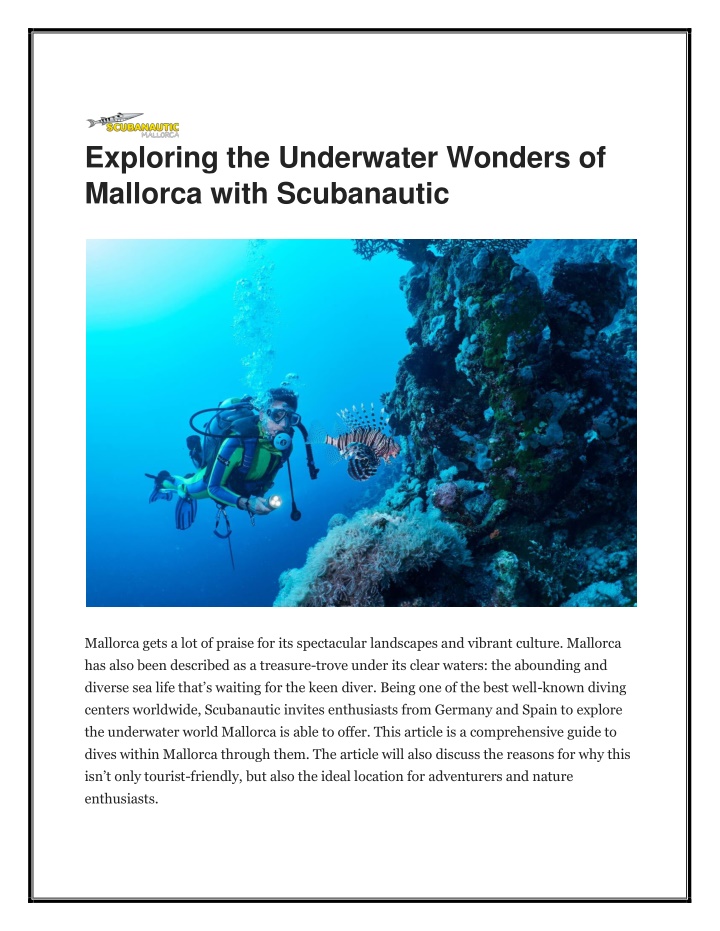 exploring the underwater wonders of mallorca with n.w