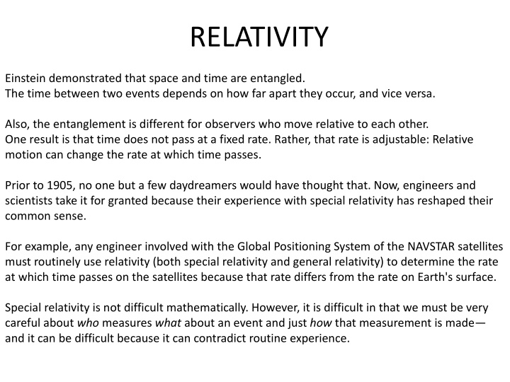 Einstein's Theory of Relativity: Space, Time, and Speed of Light