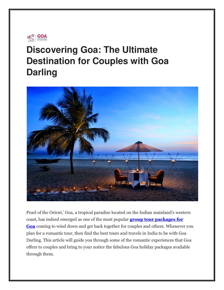 discovering goa the ultimate destination n.w