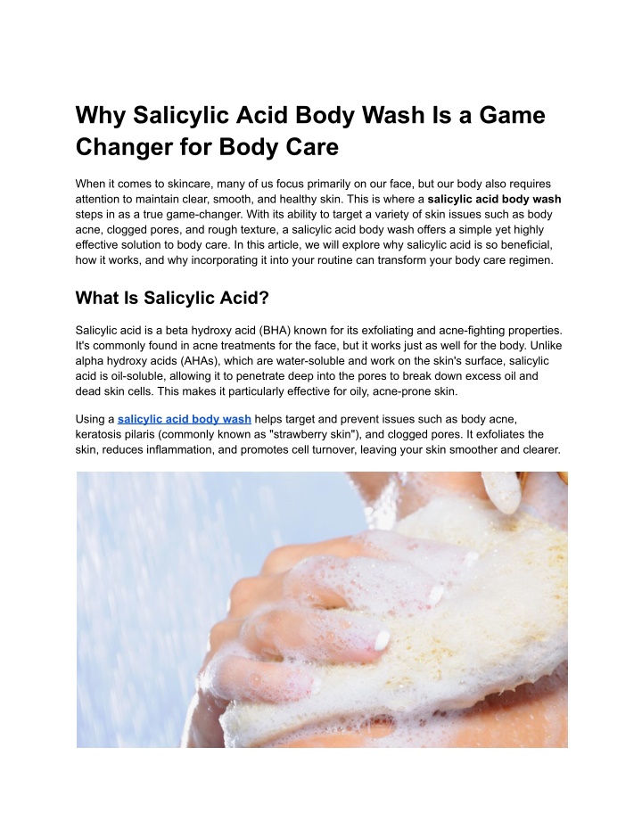 why salicylic acid body wash is a game changer n.w