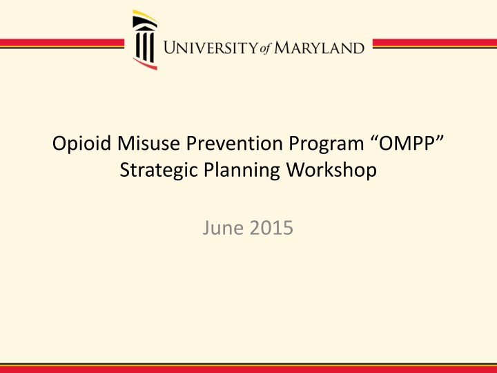 Strategic Planning Workshop for Opioid Misuse Prevention