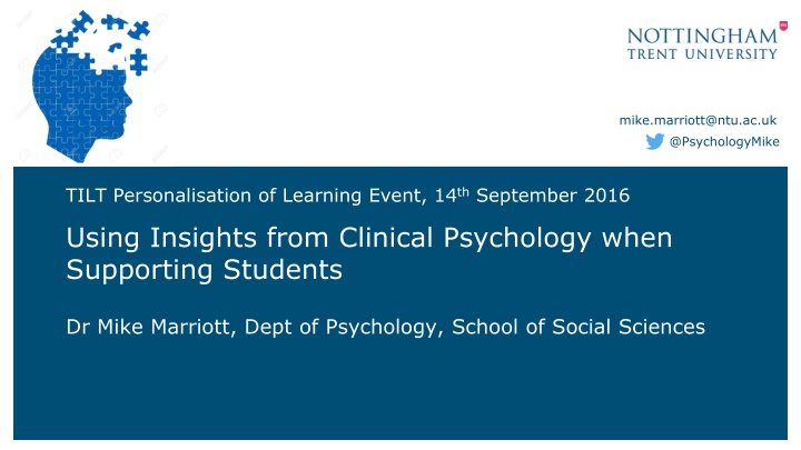 Insights from Clinical Psychology: Personalization of Learning Event