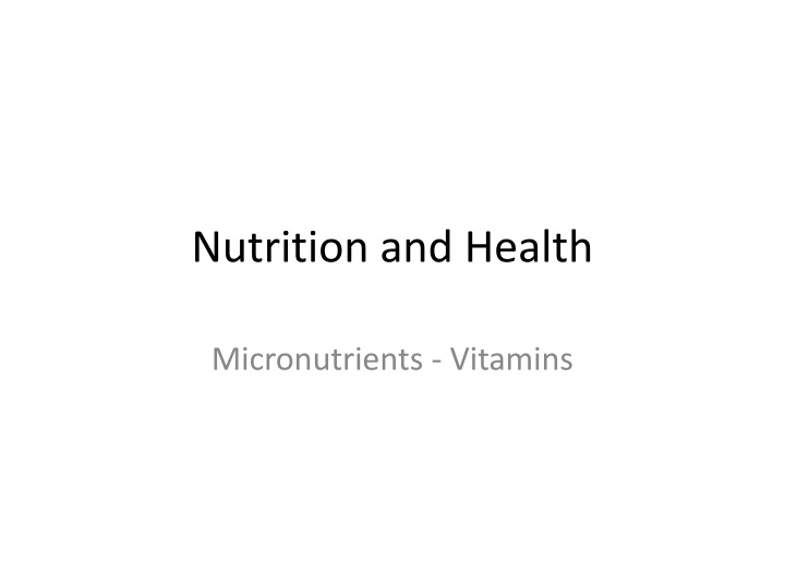 Water-Soluble Vitamins and Their Importance