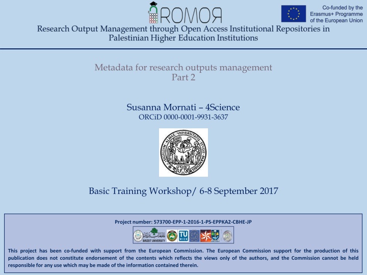 Research Output Management in PS Higher Education: FAIR Metadata Principles