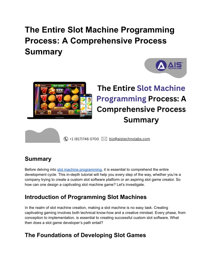 the entire slot machine programming process n.w