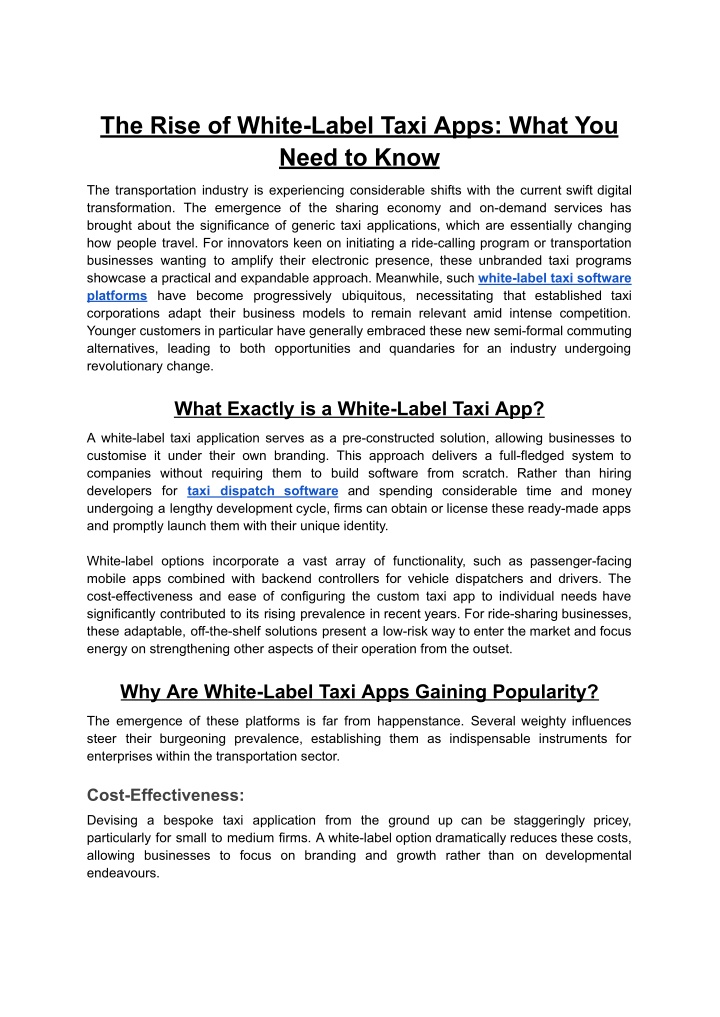 the rise of white label taxi apps what you need n.w