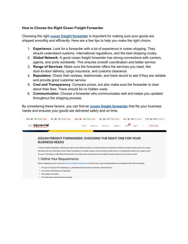 how to choose the right ocean freight forwarder n.w