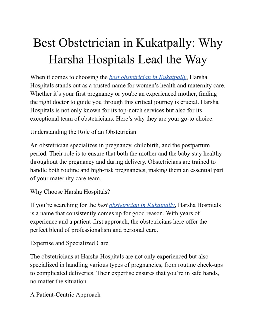 best obstetrician in kukatpally why harsha l.w