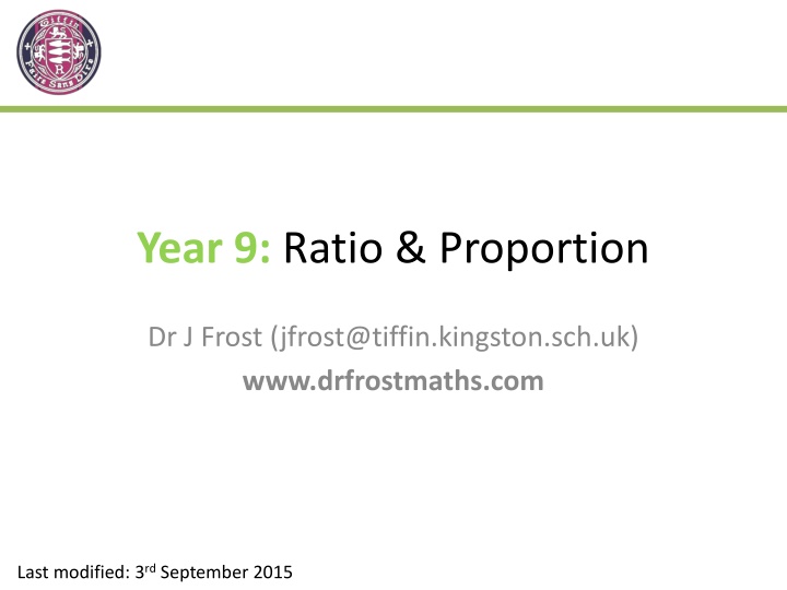 Ratios and Proportions in Year 9 Mathematics