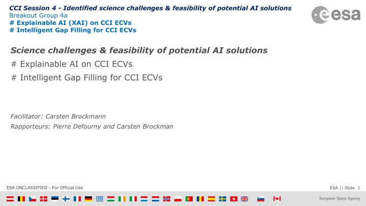Challenges and Feasibility of Explainable AI and Gap Filling for CCI ECVs