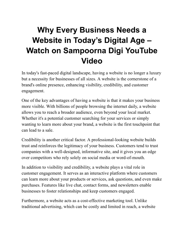 why every business needs a website in today n.w