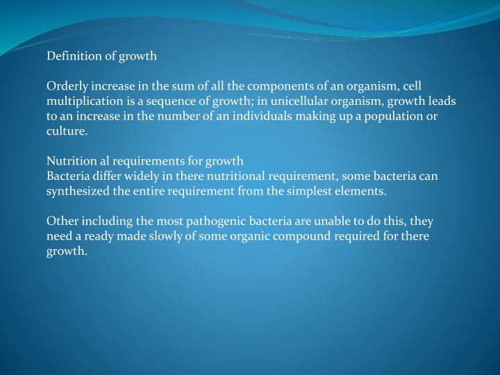 Bacterial Growth and Nutrition