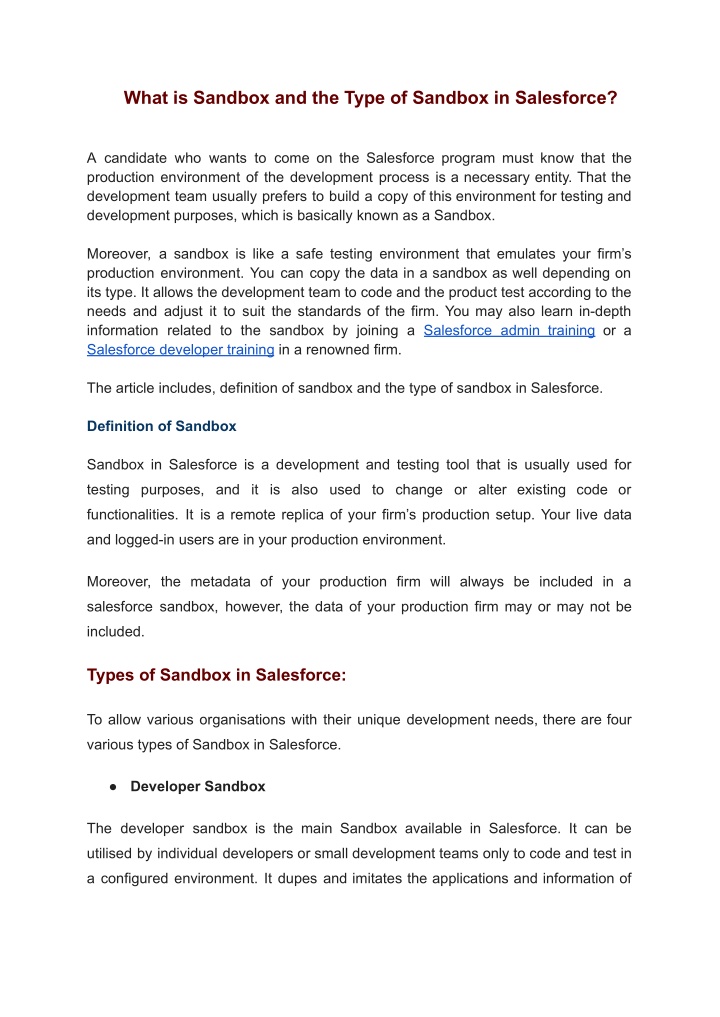 what is sandbox and the type of sandbox n.w