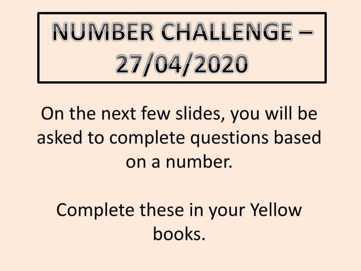 Number Challenge Activities for 27/04/2020