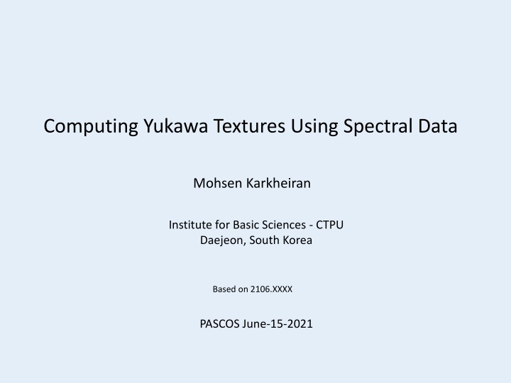 Yukawa Textures and Spectral Data in Computing