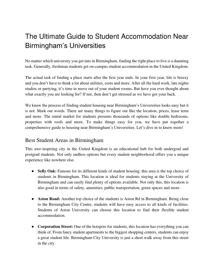 the ultimate guide to student accommodation near n.w
