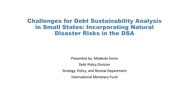 Challenges in Debt Sustainability Analysis for Small States