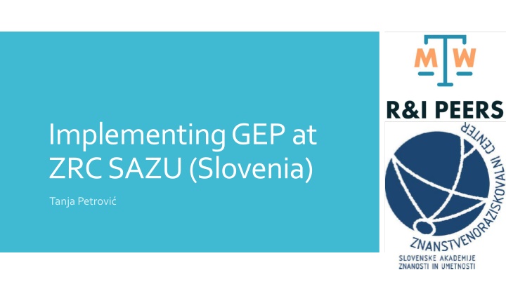 Implementing Gender Equality Plans at ZRC SAZU, Slovenia