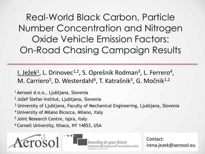 Real-World Black Carbon & Nitrogen Oxide Vehicle Emission Factors Study