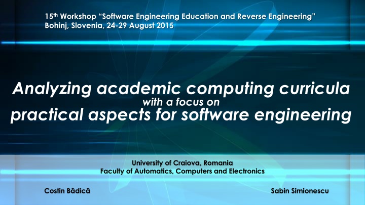 Analyzing Academic Computing Curricula for Software Engineering Education