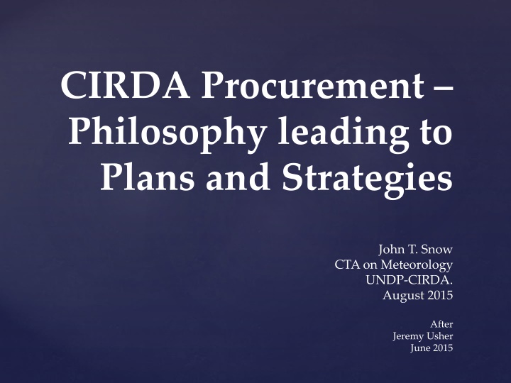 Challenges and Strategies in CIRDA Procurement Process