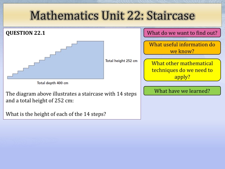 Calculating Staircase Step Heights Task