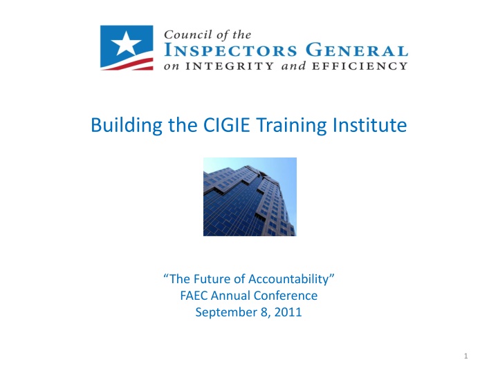 CIGIE Training Institute: Enhancing Accountability and Professionalism