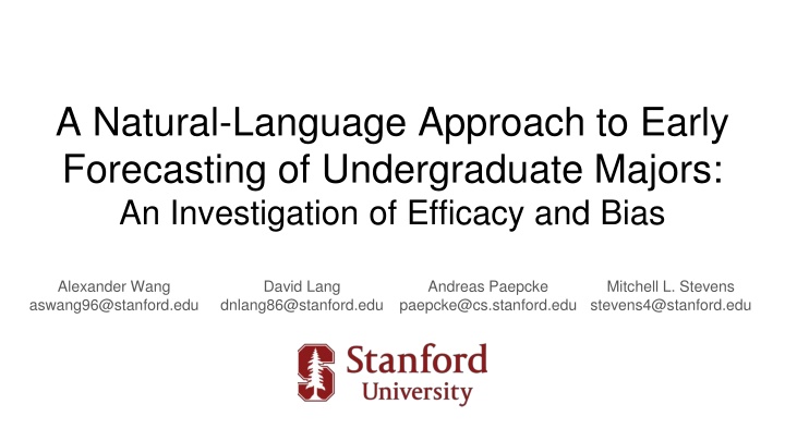 Early Forecasting of Undergraduate Majors: Efficacy and Bias