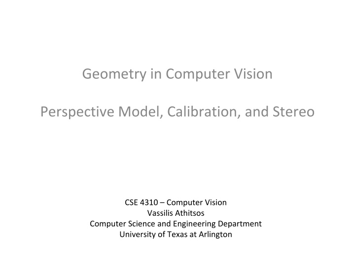 3D Information in Computer Vision
