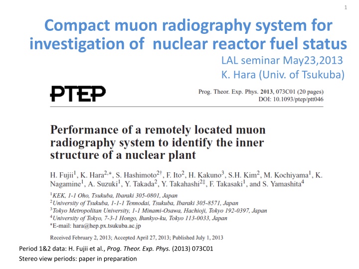 Compact Muon Radiography System for Investigation of Nuclear Reactor Fuel Status