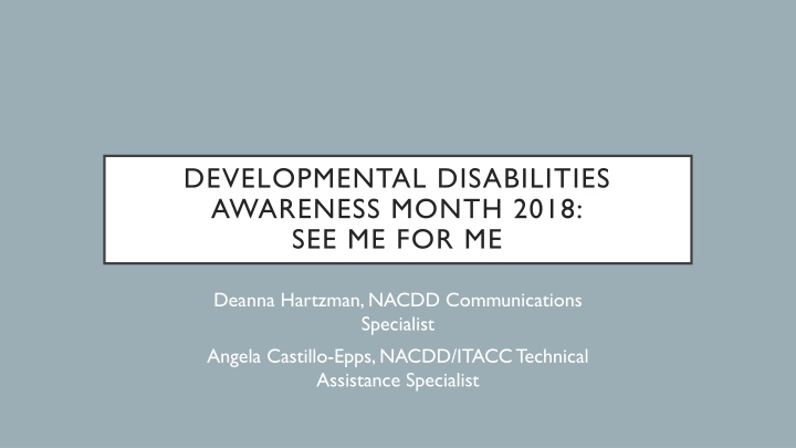 Developmental Disabilities Awareness Month 2018: See Me for Me Campaign Details