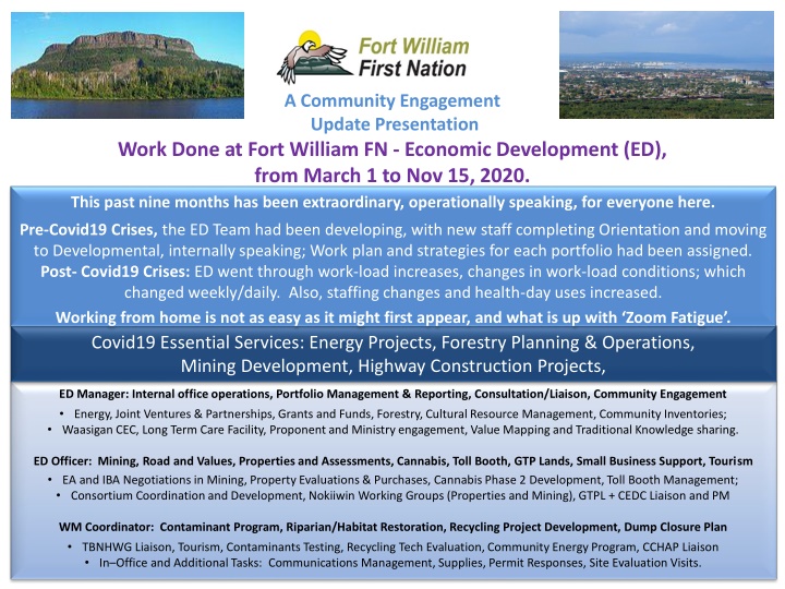 Fort William FN Economic Development Update Presentation