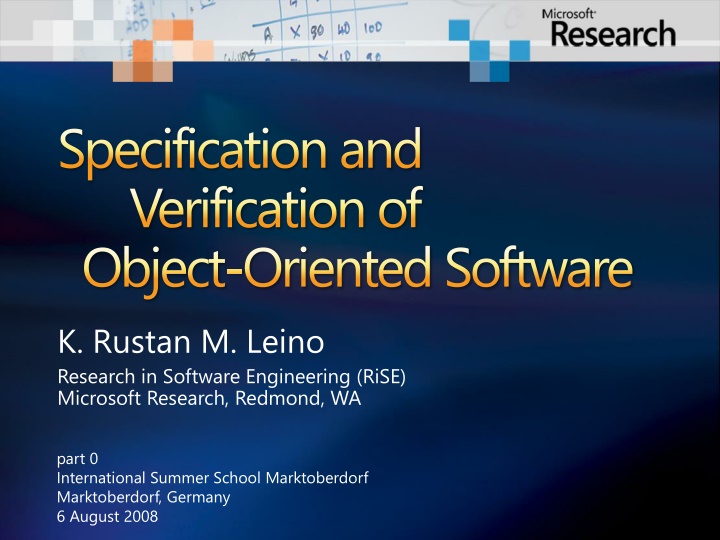 Object-Oriented Software: Specification and Verification