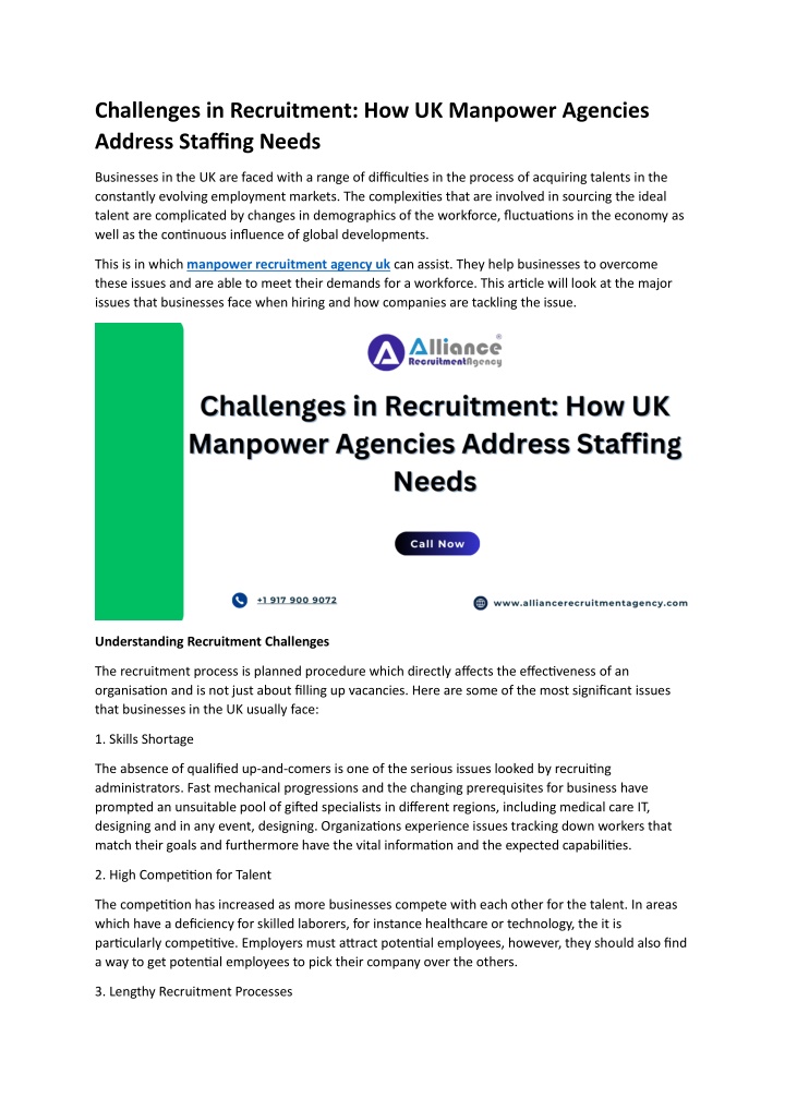 challenges in recruitment how uk manpower n.w