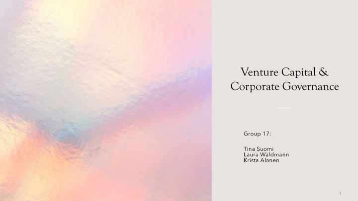 Venture Capital & Corporate Governance Group Analysis