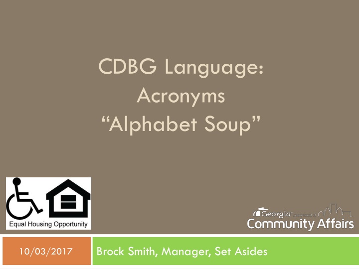 CDBG Language: Selected Acronyms and Terms