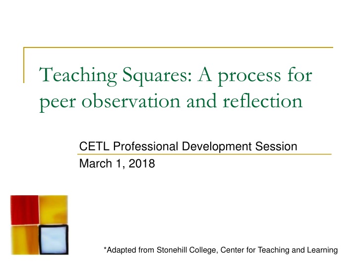 Peer Observation and Reflection in Teaching Squares