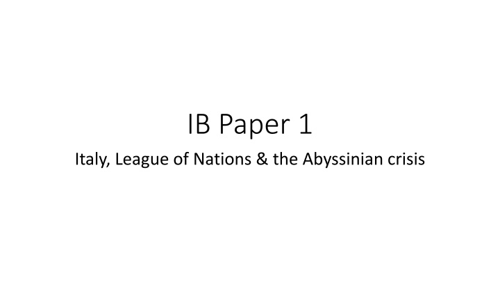 Abyssinian Crisis: Italy, League of Nations, and the Invasion of Abyssinia