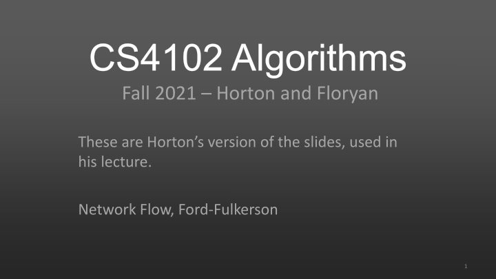 Network Flows and Applications