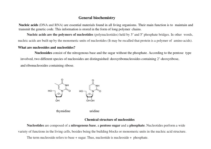 Nucleic Acids: DNA, RNA, and Nucleotides