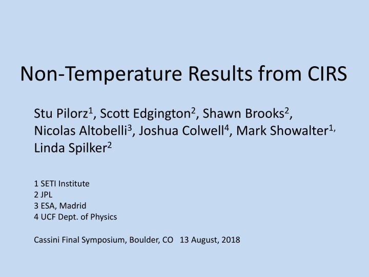 Non-Temperature Results From CIRS Research Symposium