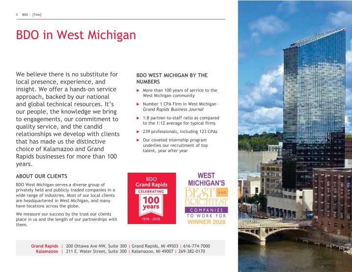 BDO in West Michigan and Detroit - Local Excellence Backed by Global Resources