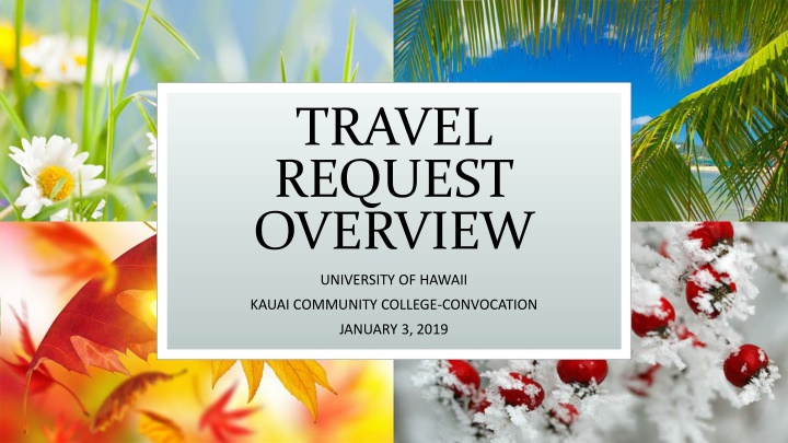 Travel Request Overview for University of Hawaii Kauai Community College Convocation