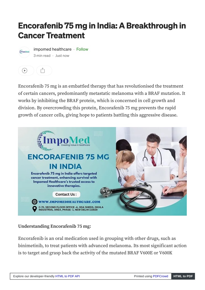 encorafenib 75 mg in india a breakthrough n.w