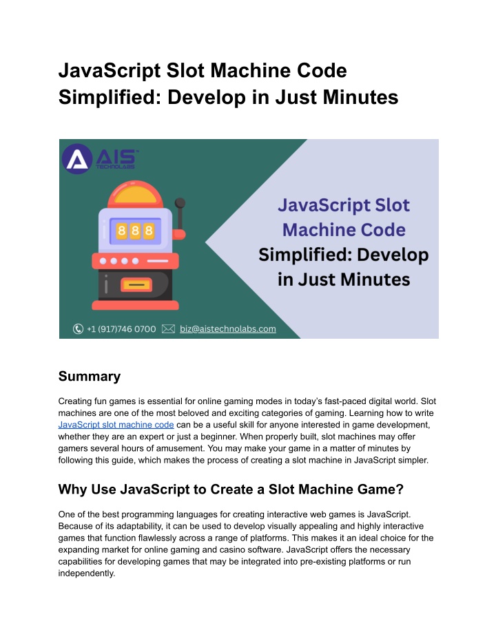 javascript slot machine code simplified develop n.w